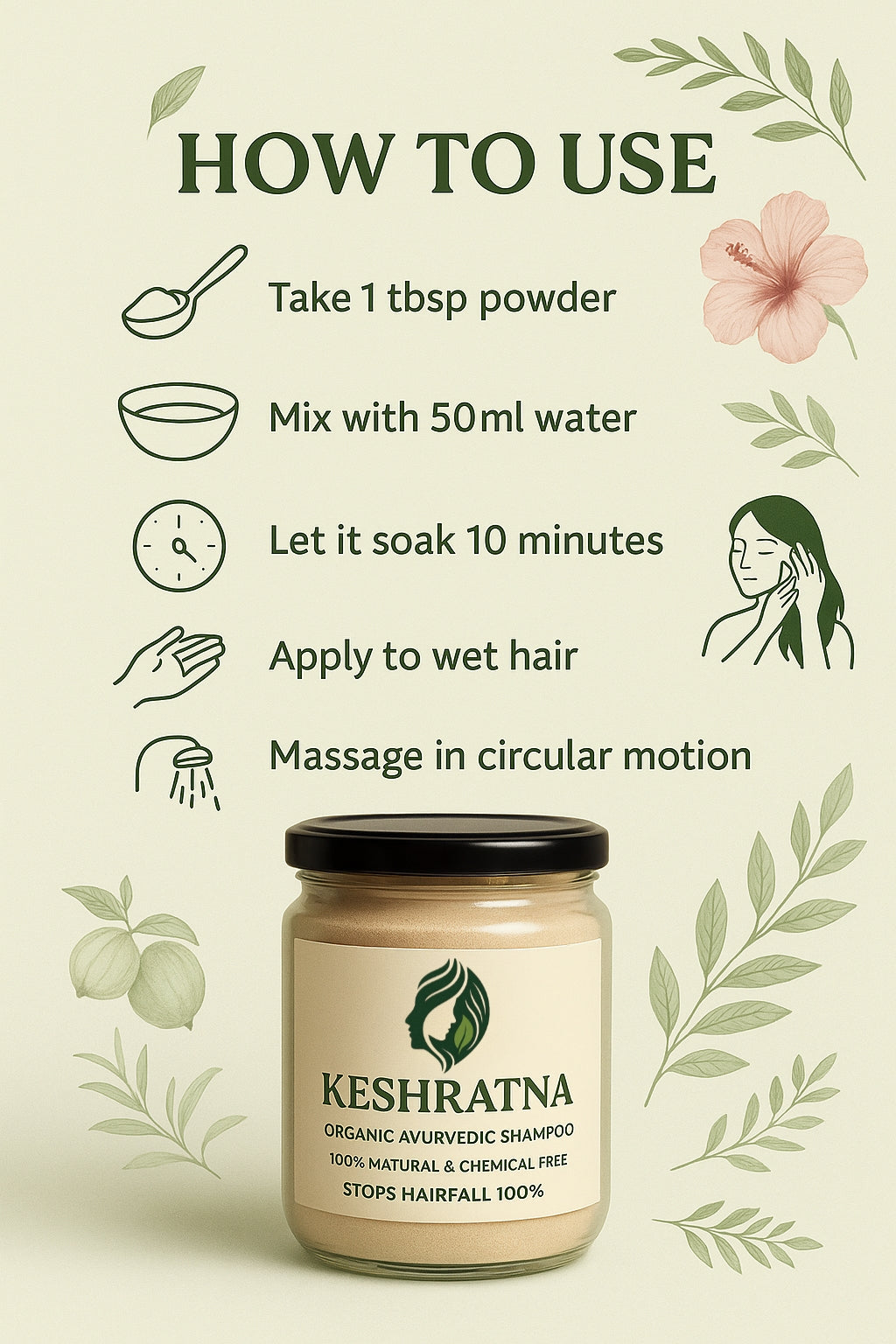 KESHRATNA Herbal Shampoo Powder – 100% Natural & Chemical-Free 400gm